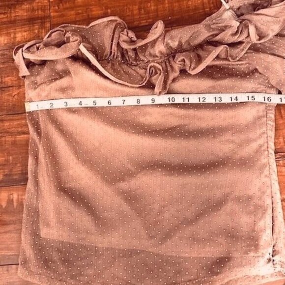 Lulumari One-Shoulder Ruffled Y2K Bohemian Terracota Blouse Polka Dot Texture  M - Picture 7 of 8